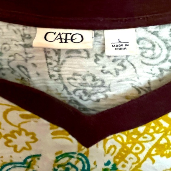 Cato Top Size Large (blue, green, and brown) short sleeve - Picture 2 of 2